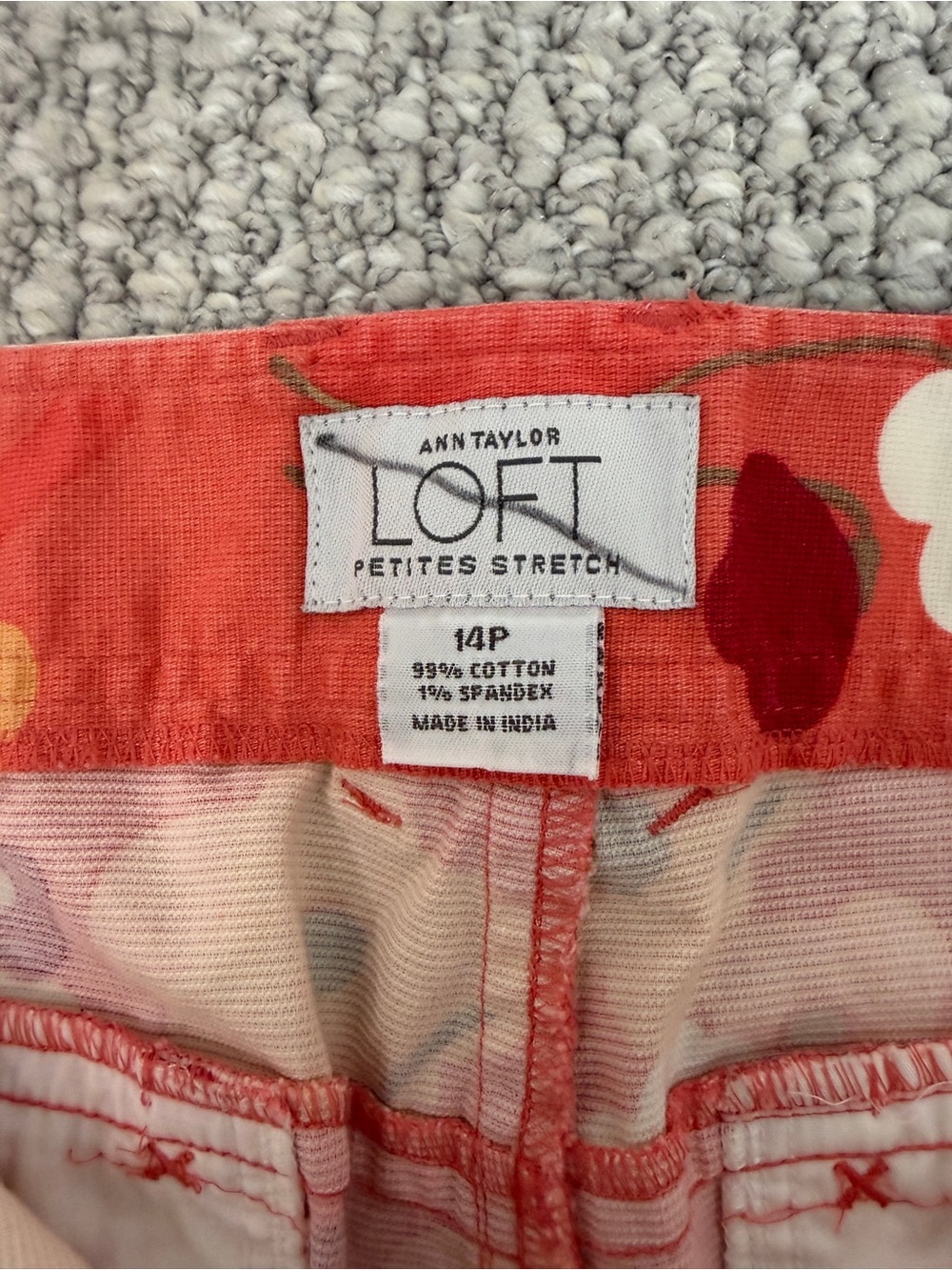 LOFT Coral-Orange Floral Skirt Size 14P summer vacation resort wear - Picture 9 of 14